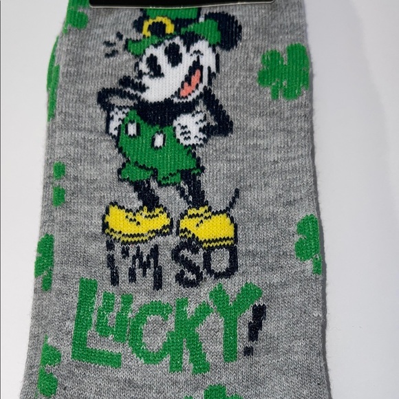 Disney Mickey Mouse Gray and Green Lucky Socks for St Patrick’s Day - Picture 2 of 5